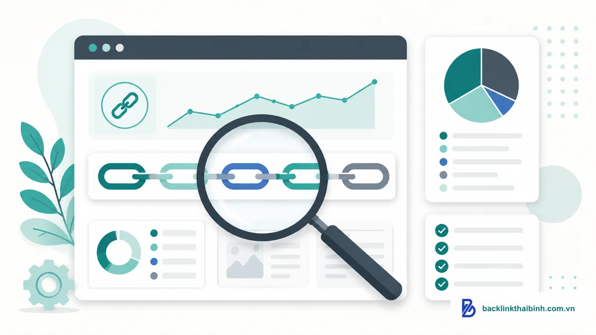 Minh họa cách kiểm tra anchor text profile hiện tại bằng công cụ phân tích backlink