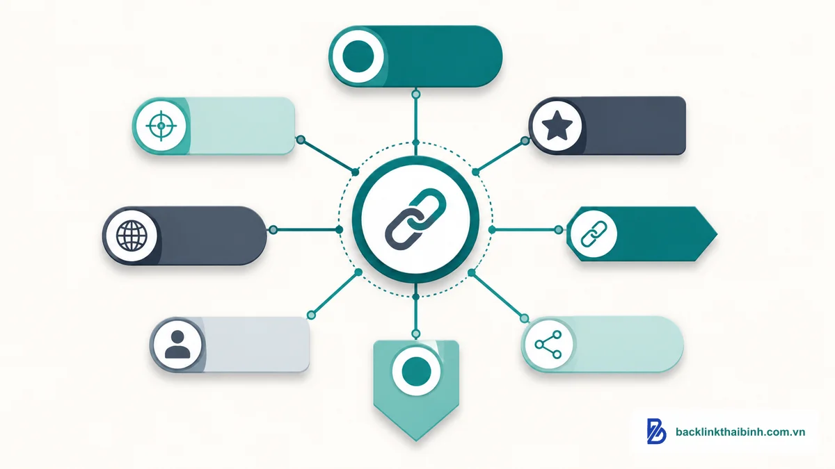 Sơ đồ phân loại 7 loại anchor text và đặc điểm từng loại trong SEO