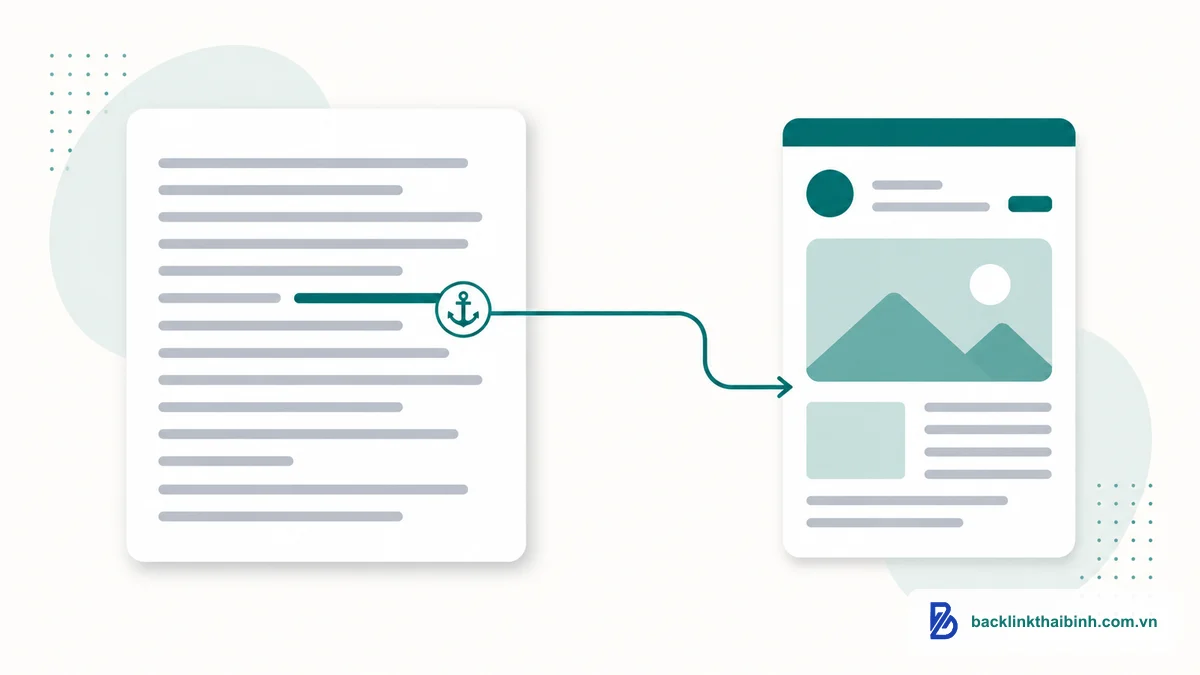 Minh họa anchor text trong backlink - đoạn văn bản neo chứa liên kết trỏ về trang đích