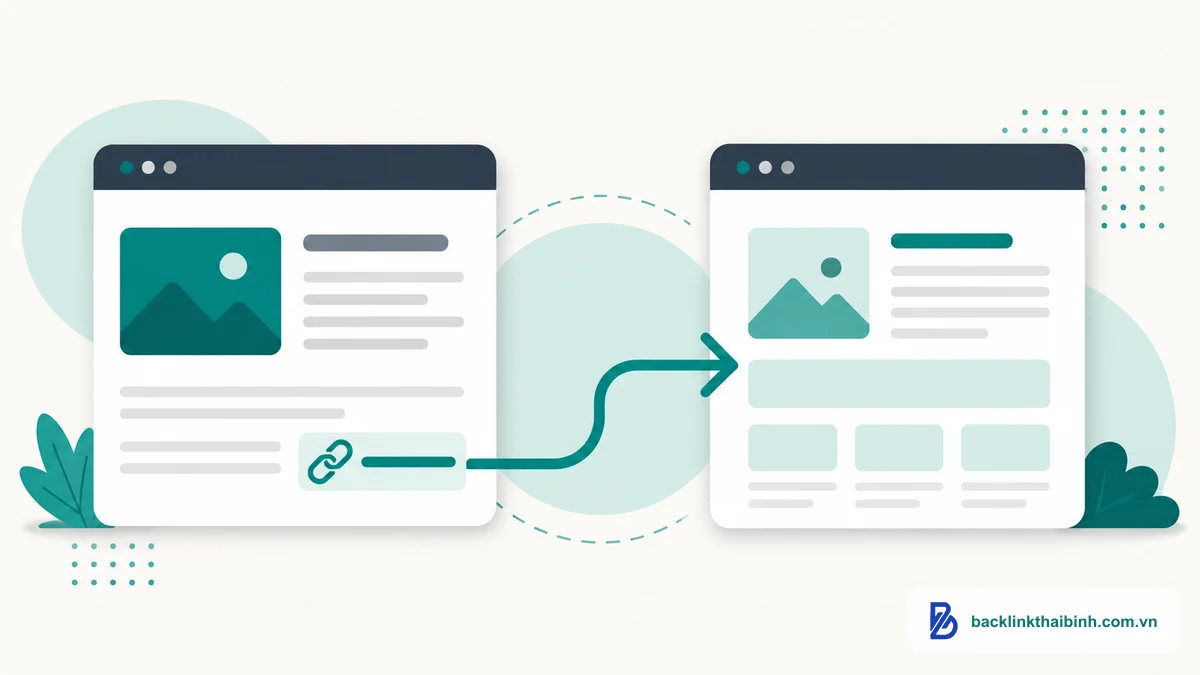 Minh họa backlink là gì - liên kết trỏ từ website nguồn sang website đích trong SEO