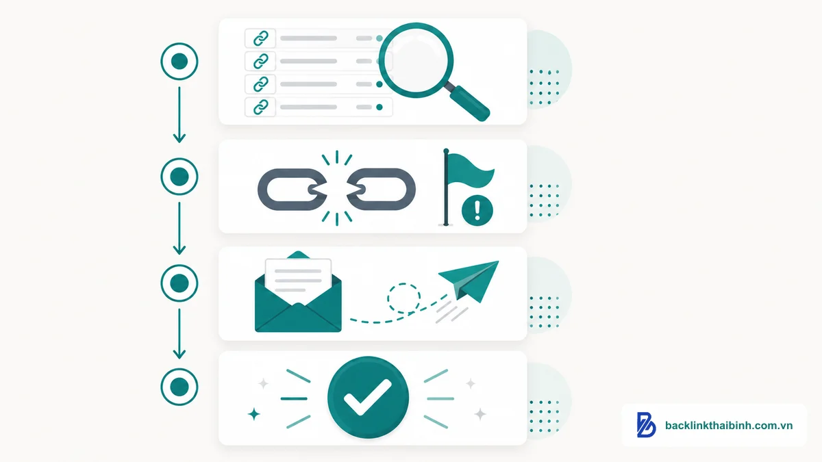 Quy trình broken link building 10 bước: scan link gãy đến gửi email outreach
