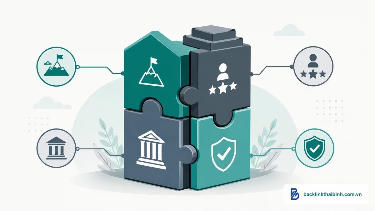 Sơ đồ 4 thành phần E-E-A-T là gì gồm Experience, Expertise, Authoritativeness và Trustworthiness