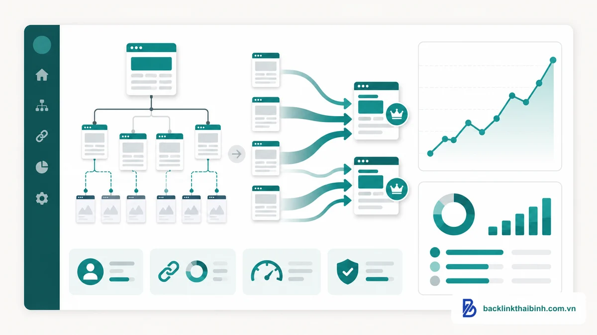 Minh họa ứng dụng PageRank vào chiến lược SEO thực tế để tối ưu thứ hạng website