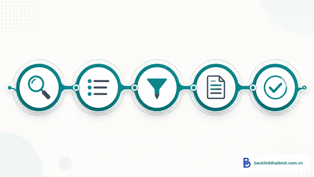 Quy trình 5 bước phân tích search intent đúng chuẩn, minh họa cách xác định search intent và query fan-out cho content