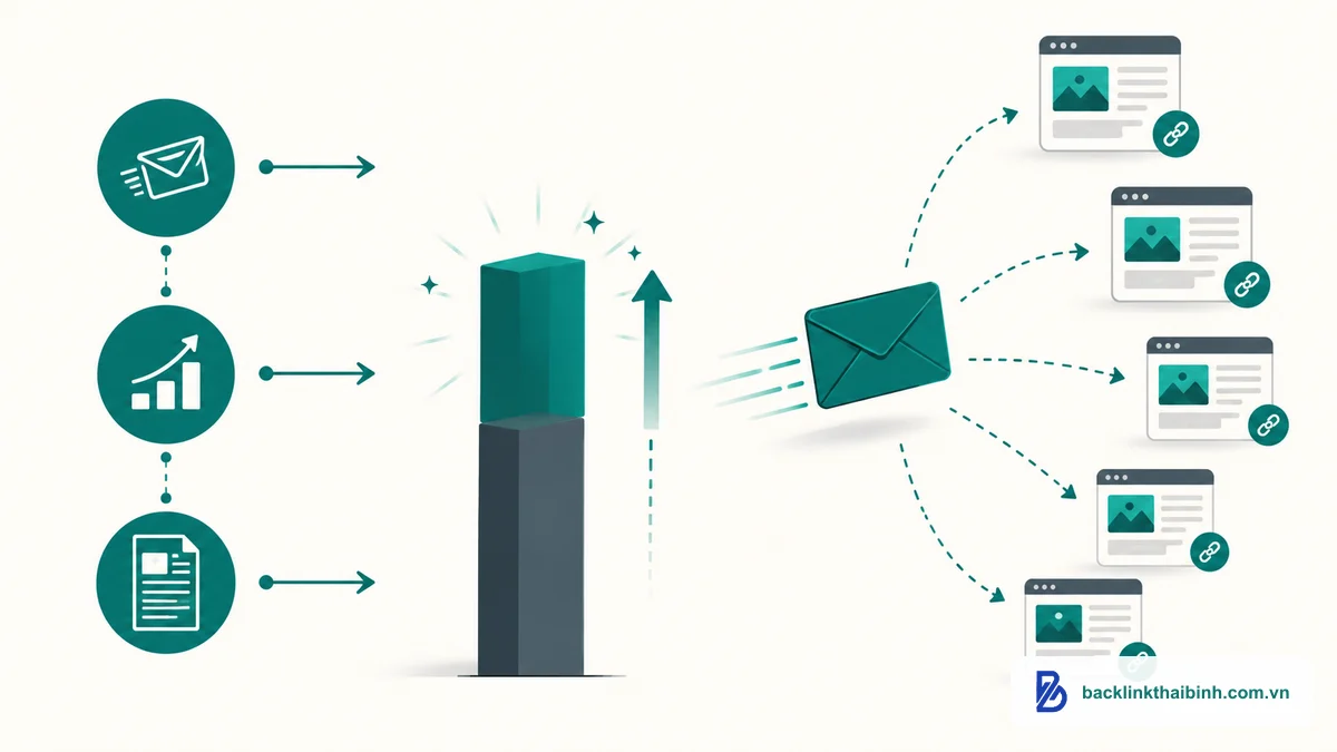 Sơ đồ 3 bước Skyscraper Technique gốc của Brian Dean: tìm nội dung, làm tốt hơn, outreach xây backlink