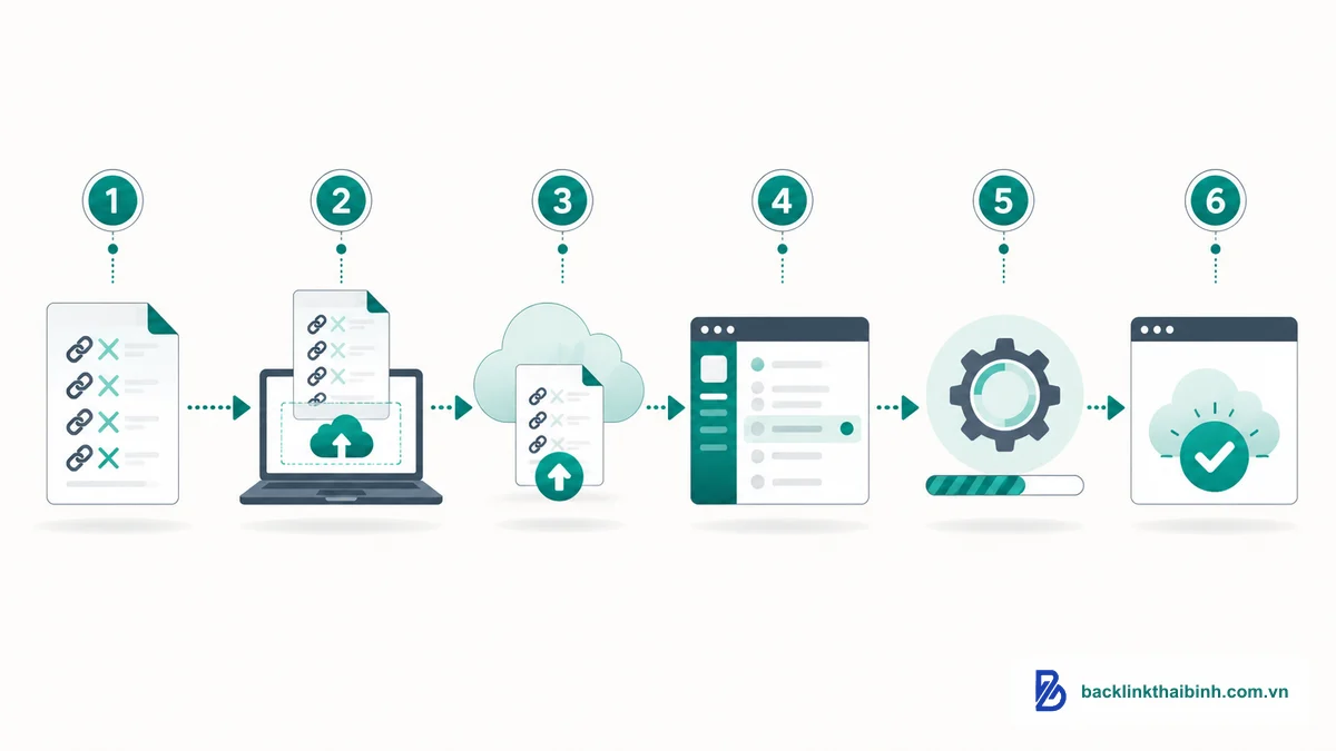Quy trình 6 bước submit file disavow toxic backlink lên Google Disavow Tool