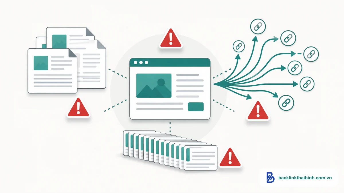 Sáu sai lầm Web 2.0 backlink: nội dung trùng lặp, nhồi link, spam khiến phản tác dụng